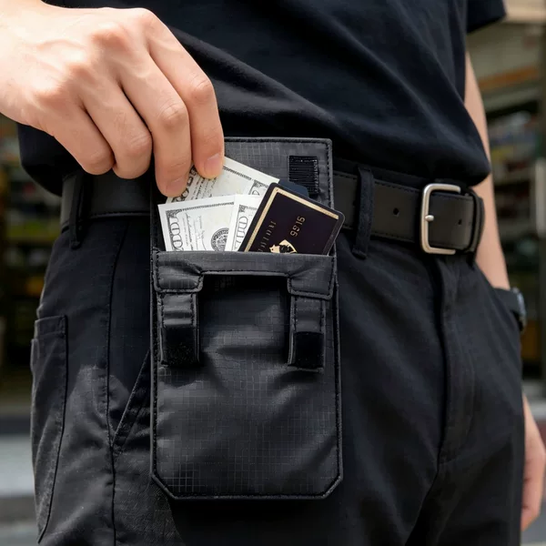 Cross-border waist belt coin purse for casual travel, mini multifunctional storage wallet for documents and passports