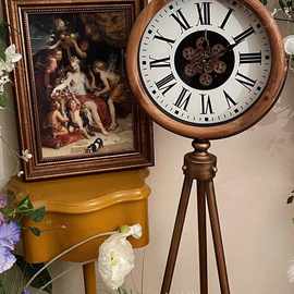 美式客厅别墅复古创意设计师大落地钟三脚摆件欧式立钟机械齿轮钟