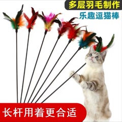 猫の猫の棒の七色の羽の長い竿は鈴を持って猫を笑わせるのが良いです。