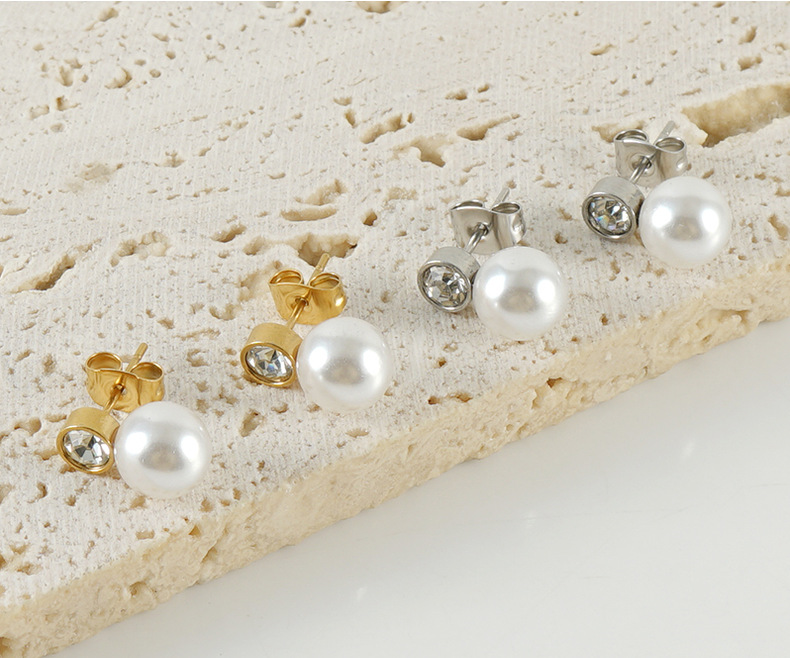 Rétro Dame Géométrique Acier Inoxydable Incruster Perles Artificielles Boucles D'oreilles 1 Paire display picture 1