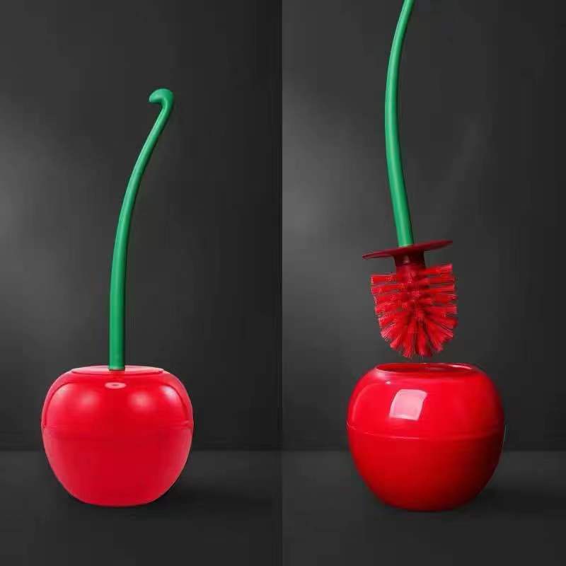 Cepillo de inodoro traje de plástico cereza cepillo de inodoro sin ángulo muerto artefacto de limpieza cabeza de cepillo de inodoro reemplazable