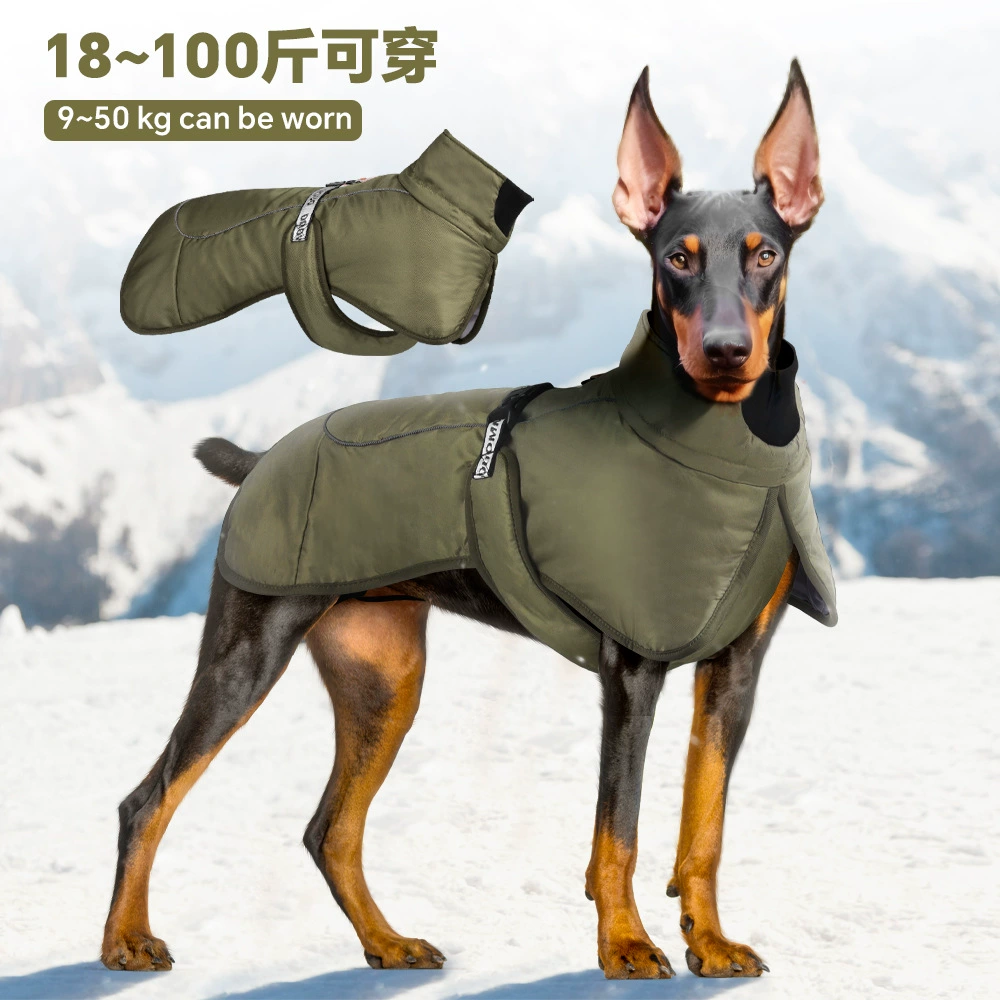Трансграничное осеннее и зимнее хлопковое пальто для больших собак, светоотражающая теплая куртка для собак, ветрозащитное и водонепроницаемое хлопковое пальто для домашних животных доберман, в наличии зиму