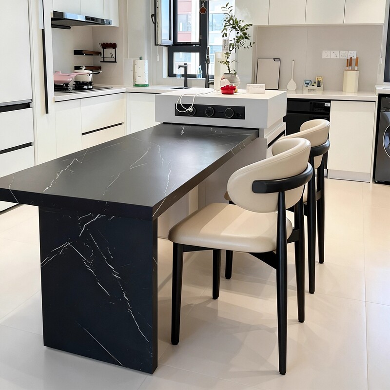 Nordic Solid Wood Dining Chair, Light Luxury Style, North American Italian Minimalist Dining Table and Chairs, Home High-End Soft-Backed Island Chair