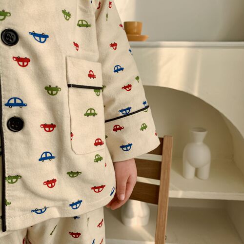 Korean children's clothing children's spring and autumn Korean version pure cotton brushed pajamas set boys and girls baby home clothes two-piece set