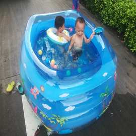 新款PVC充气儿童游泳池方形三管宝宝洗澡浴缸加厚小学生戏水池