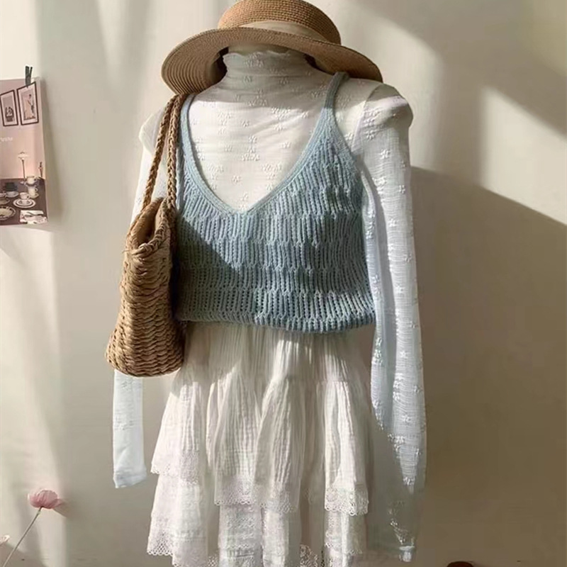 Korean Dongdaemun 2026 Spring/Summer New Korean Style Slim Fit Short Simple Slimming Versatile Knitted Camisole