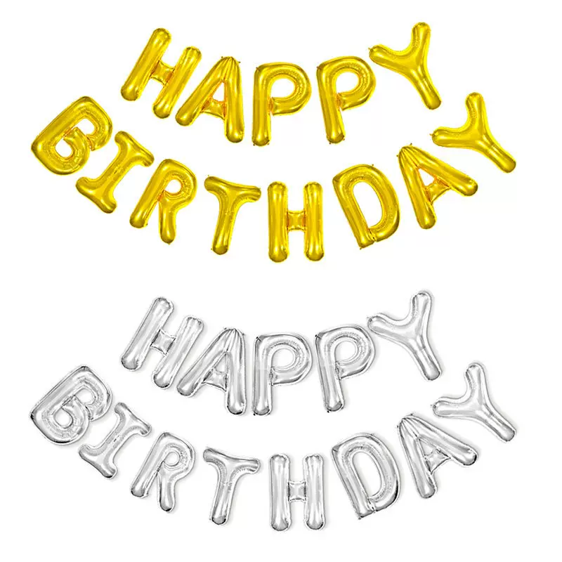 16寸生日快乐铝膜气球套装新年字母HAPPY BIRTHDAY派对装饰品气球