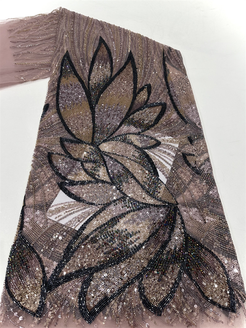 industria pesada alta sensación de loto bordado tela de encaje vestido de boda de lujo vestido de cena modelo de dama tela de vestido image 9