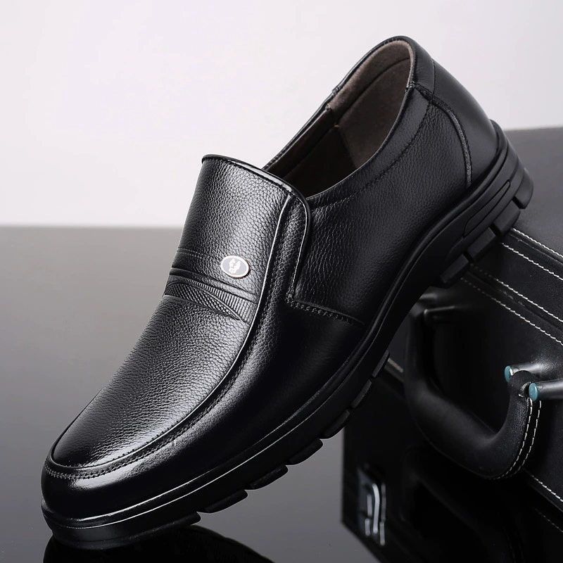 Весна-Осень 2022, новая мужская деловая повседневная кожаная обувь из натуральной кожи, мужская обувь для пап среднего возраста, обувь из воловьей кожи, 2019
