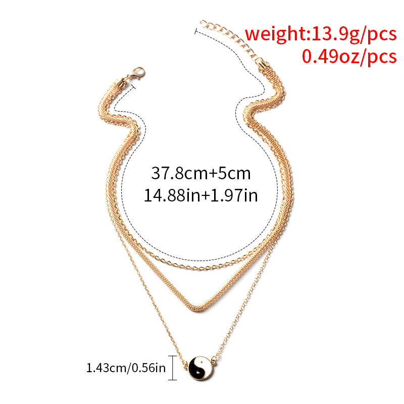 Fashion Tai Chi Gossip Pendant Necklace Simple Retro Thick Chain Multi-layer Alloy Necklace display picture 2