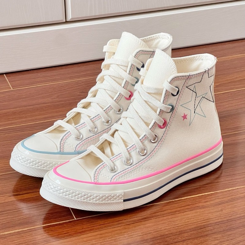 Meiqi Converse 1970S 春の新作 メンズ レディース ハイカット ホワイト パウダー マンダリン スター カジュアル キャンバス スニーカー A15744C|undefined