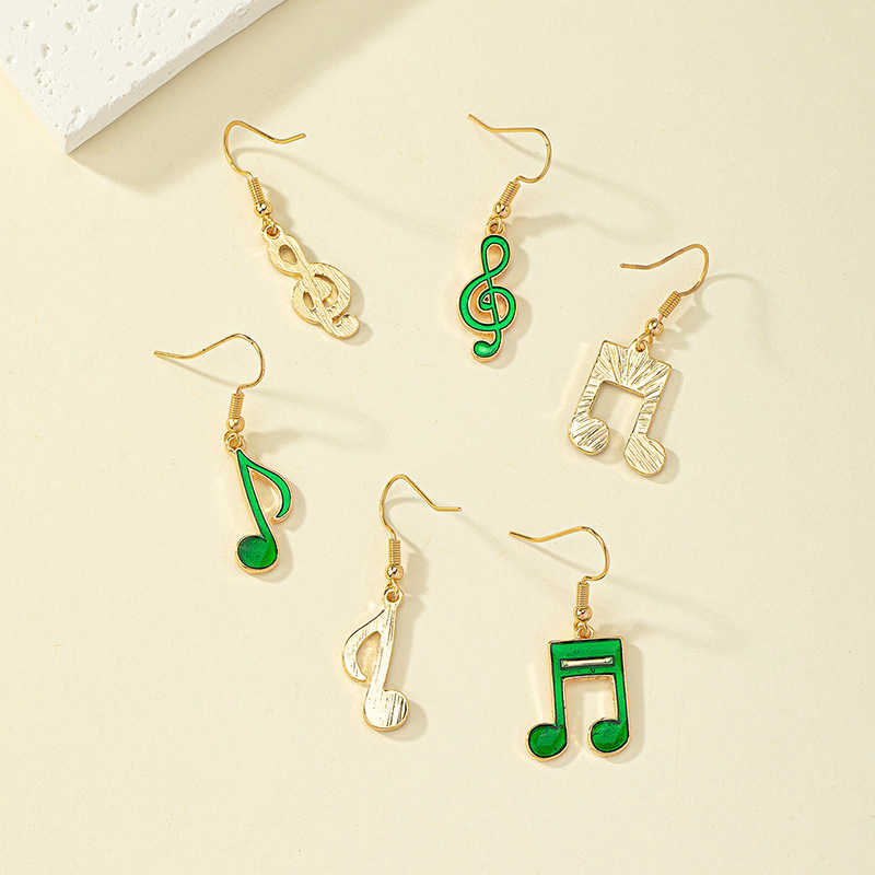 1 Set Simple Style Notes Enamel Alloy Drop Earrings display picture 6