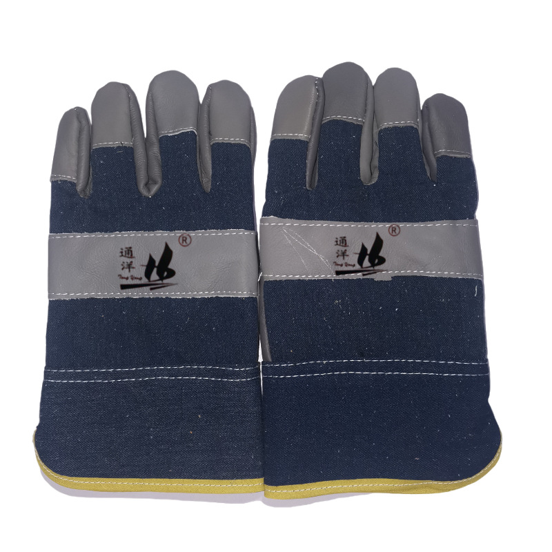【通洋】厂家 半皮整掌海员301掌心加固焊工园艺普通劳保手套推荐