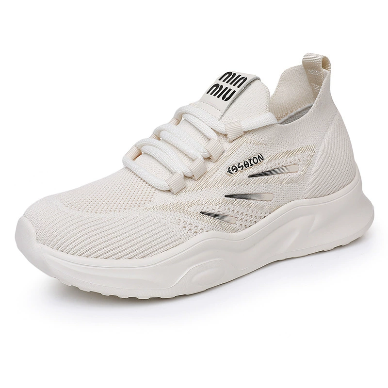 2024 новые повседневные одиночные туфли завод прямых продаж дамы дышащие летающие тканые кроссовки для беговой дорожки на мягком подошве