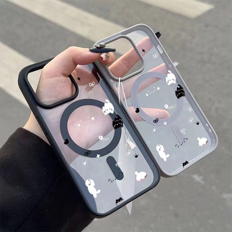 Two Black and White Puppies Suitable for Apple 16Plus Mobile Phone Case 15Promax Magnetic Suction 14 New Style 13Pro Hard 12 Two Black and White Puppies Suitable for Apple 16Plus Mobile Phone Case 15Promax Magnetic Suction 14 New Style 13Pro Hard 12