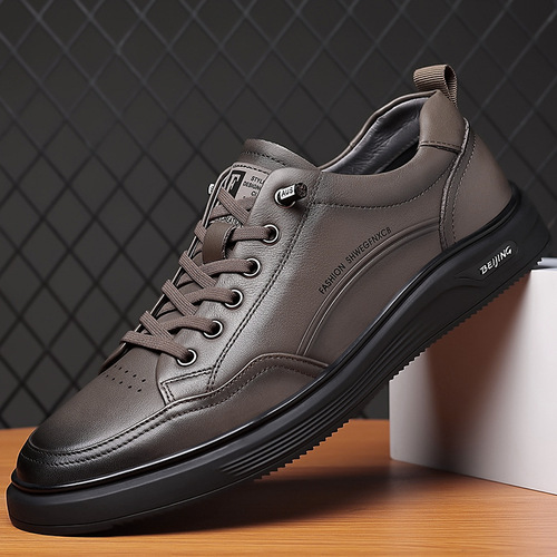  Spring Top Layer Calfskin Sports Shoes Slip-on Genuine Leather Men's Shoes Live Stream Wholesale Handmade Men's Leather Shoes One-Piece