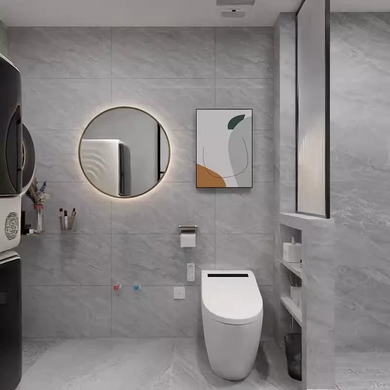 Керамогранит Foshan 400x800 для кухни и ванной, серый, полнотелый, глянцевый, для внутренней отделки стен