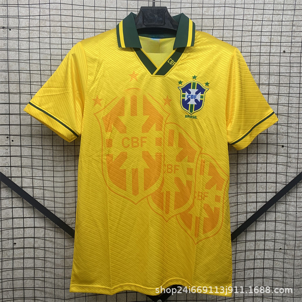 Camiseta de fútbol tailandesa retro Selección nacional Brasil Francia Argentina Portugal Camiseta de manga corta al por mayor Número de impresión