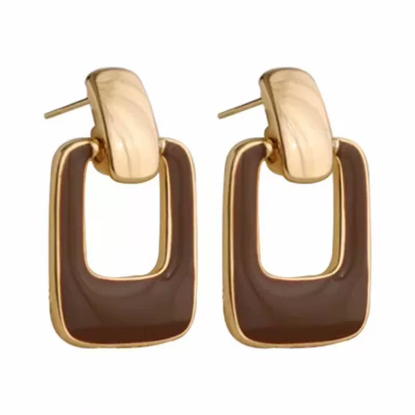 S925 Silver Needle Drip Glaze Niche Square Design Earrings, Feminine, Simple, High-End Earrings, Personalized and Versatile