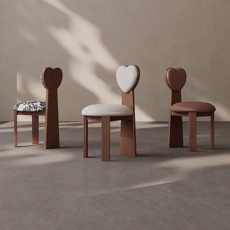 实木法式餐椅中古家用椅子化妆爱心设计师简约靠背椅