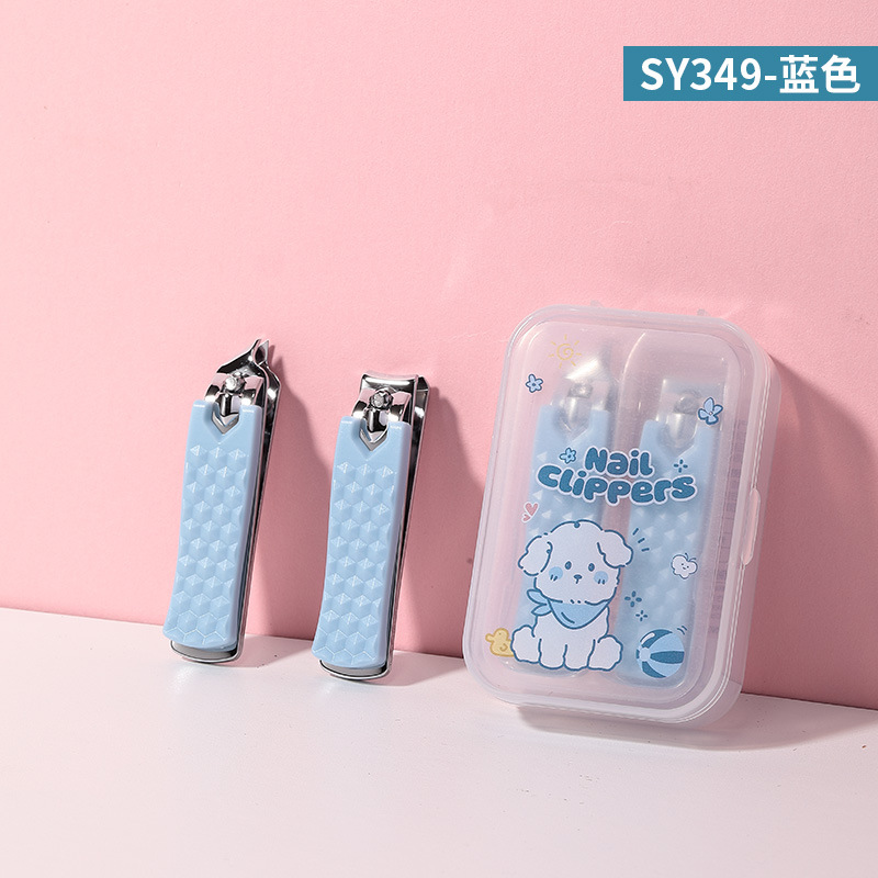 Juego de cortaúñas de acero inoxidable de dibujos animados LMLTOP cortaúñas portátiles de boca oblicua plana SY349