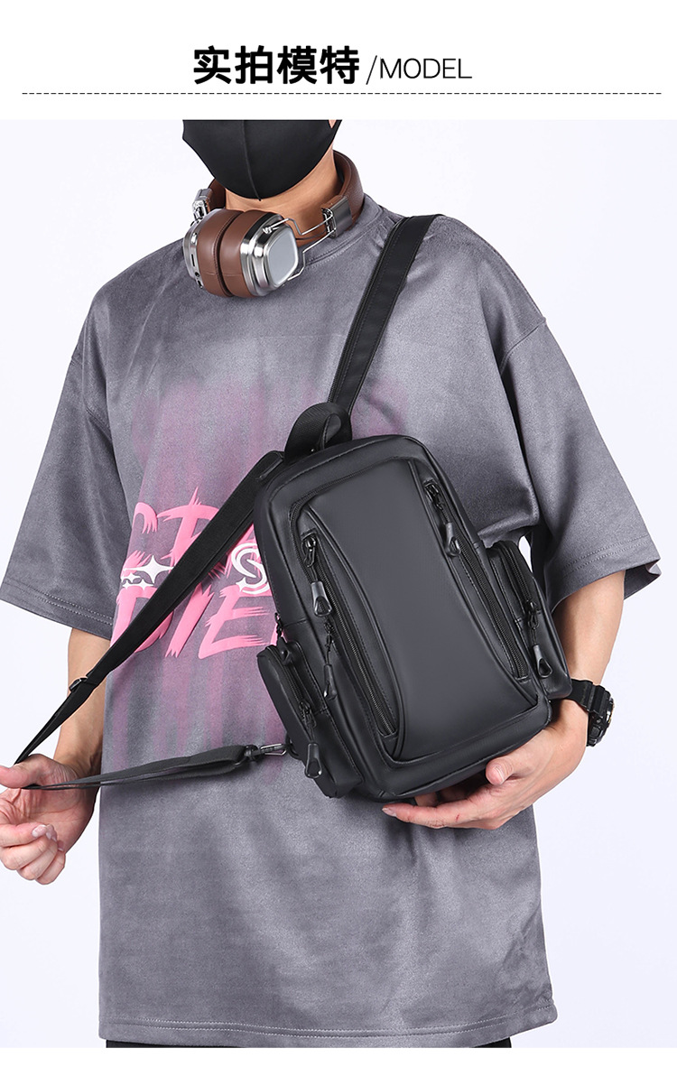 New business backpack, water-resistant, suitable for both shoulder and single shoulder, men's chest bag, cross-border Oxford fabric, men's computer backpack undefined