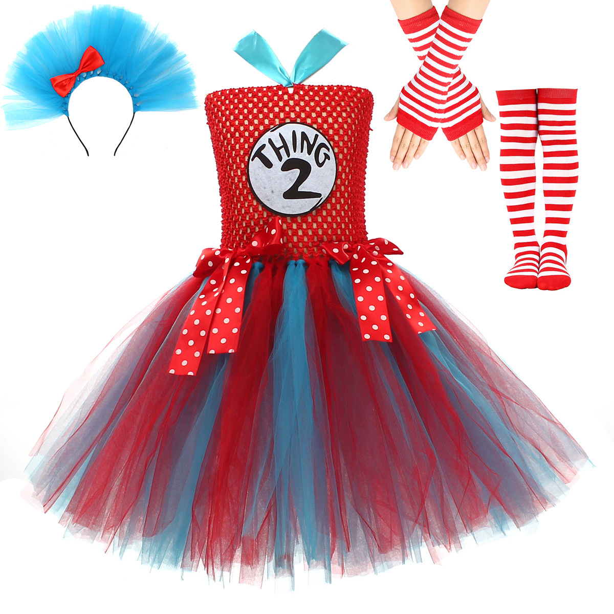 Cat Red And Blue Role Playing In Hat Cos Costume