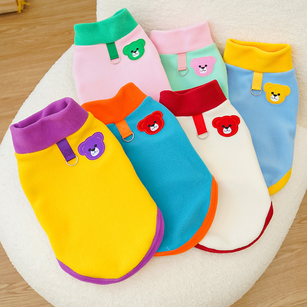 Ropa de perros de mascotas otoño y invierno, camiseta de grano agitado, camiseta de base de dopamina para gatos, ropa exterior para perros de tracción