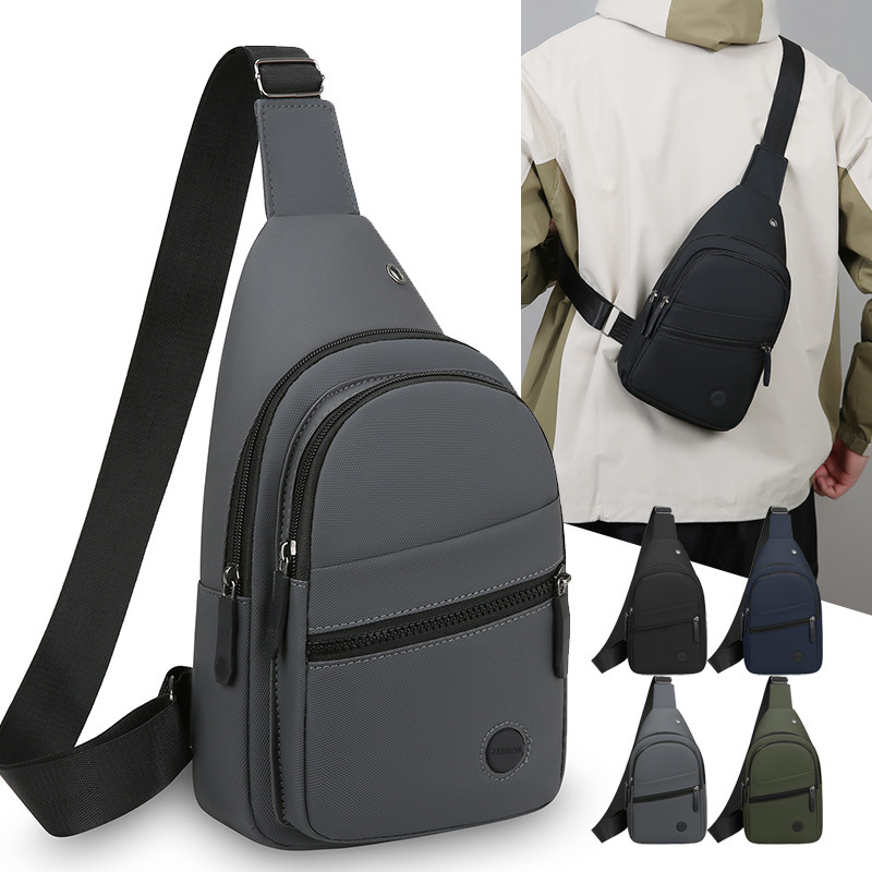 2026 New Men's Chest Bag Pu Water-Repellent Single Shoulder Crossbody Bag Outdoor Cycling Chest Bag Men's Bag Wholesale