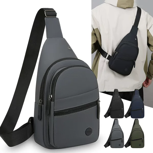 2026 New Men's Chest Bag Pu Water-Repellent Single Shoulder Crossbody Bag Outdoor Cycling Chest Bag Men's Bag Wholesale