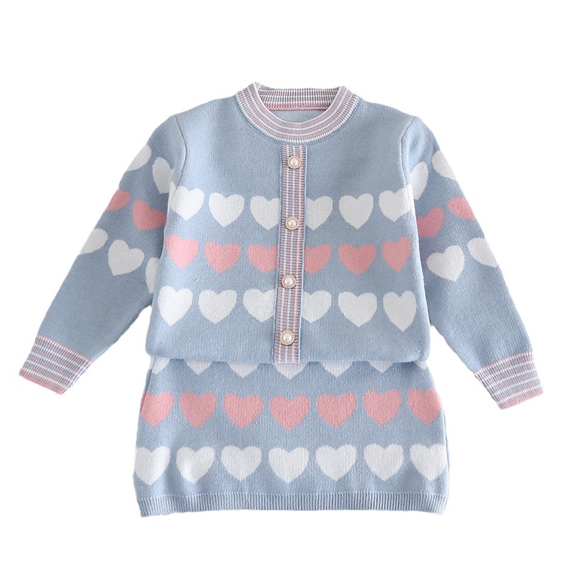 Dekliški spomladanski in jesenski pleteni kardigan New Love, otroški pulover s krilo in dvema deloma_voghion.com