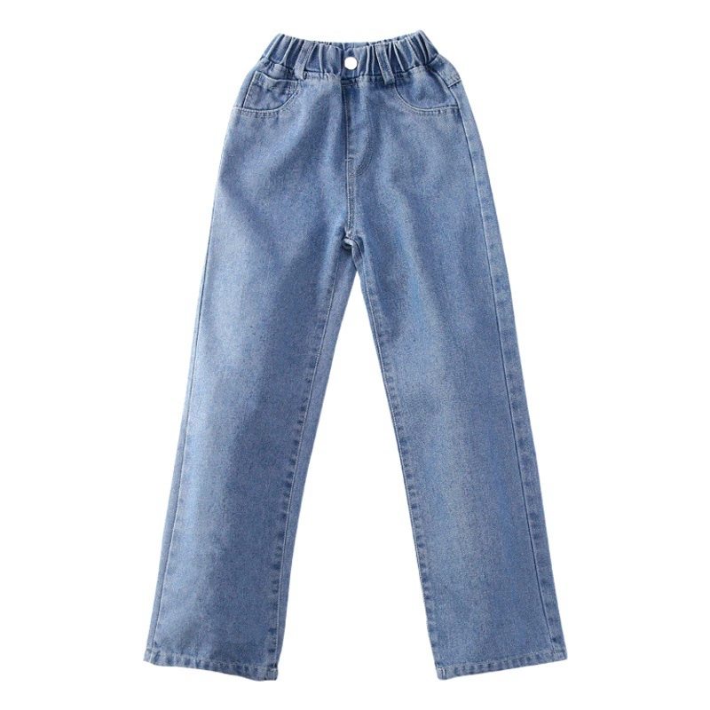 2025 новый стиль модные детские джинсы для девочек весна и осень прямые брюки среднего размера