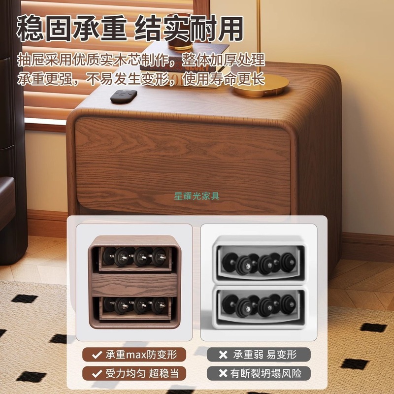 床头柜2025新款卧室床边柜简约现代实木床头置物收纳柜简易储物柜|undefined