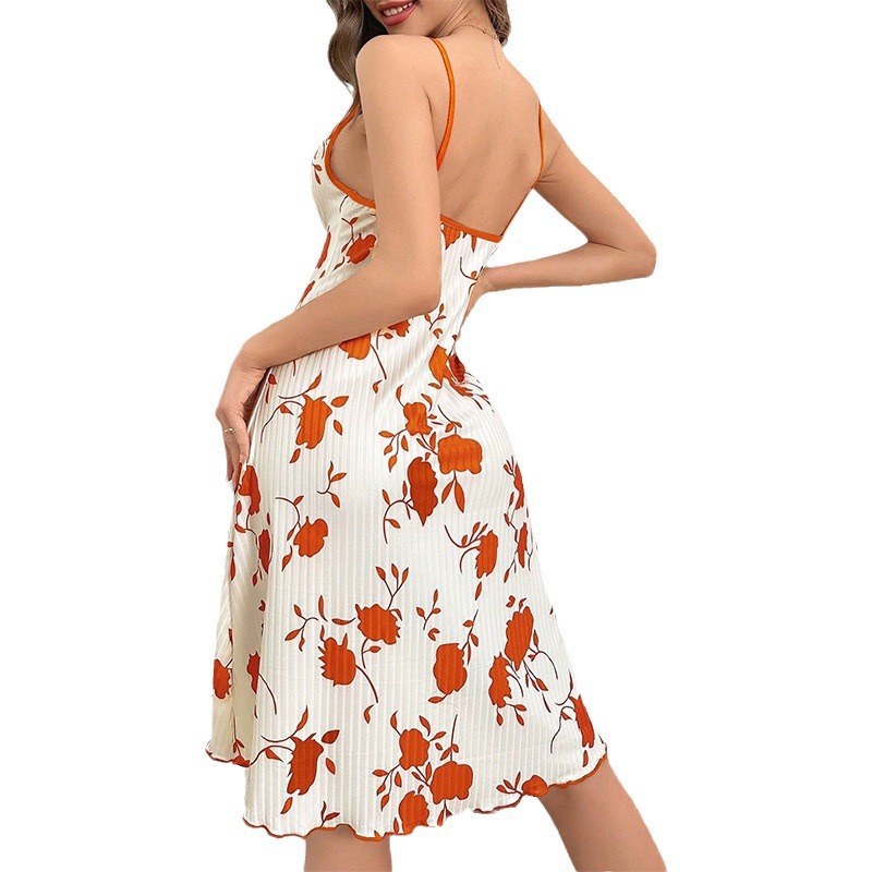 Europa y los Estados Unidos transfronterizos nuevos estilos de impresión de cabina de ropa de casa para mujeres cómodas y apretadas se pueden usar fuera de la corda sexy pijama de verano