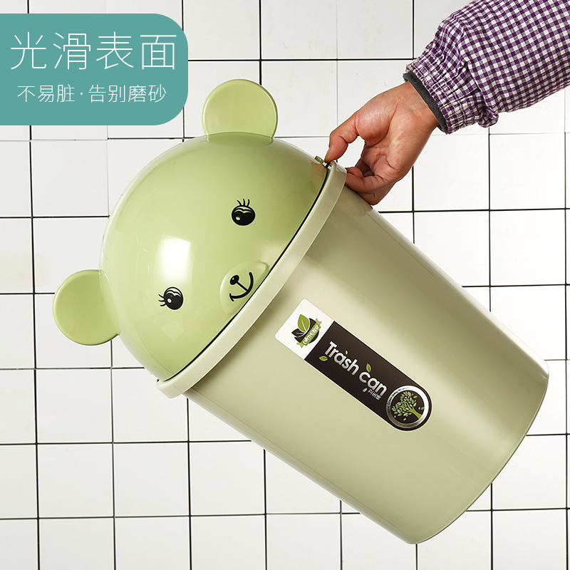 Cubo de basura de clasificación creativo nórdico con orejas de gato, plástico, con tapa, redondo, para baño y hogar, nuevo de fábrica