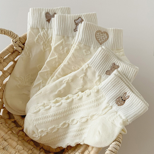 White socks women's socks spring and summer new ins boat socks women's cotton low-top Japanese and Korean college style women's socks wholesale