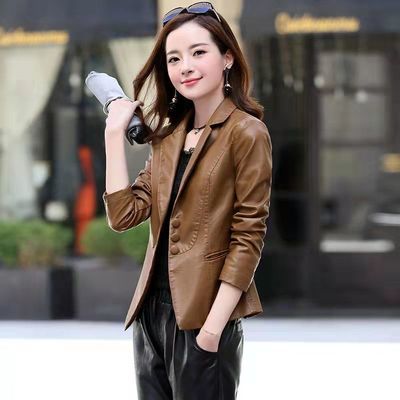 Women&#39;s leather jackets 2021 spring and autumn new pattern Western style fashion Korean Edition Washed leather suit Little coat