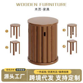 中式凳子茶几家用多用途叠放组合餐厅圆凳餐桌板凳吃饭仿实木凳子