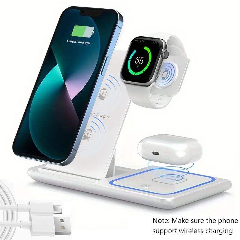 Three-In-One Wireless Charger Magsafe Magnetic Wireless Charging Foldableing Suitable for Apple Series Factory Direct Delivery Three-In-One Wireless Charger Magsafe Magnetic Wireless Charging Foldableing Suitable for Apple Series Factory Direct Delivery