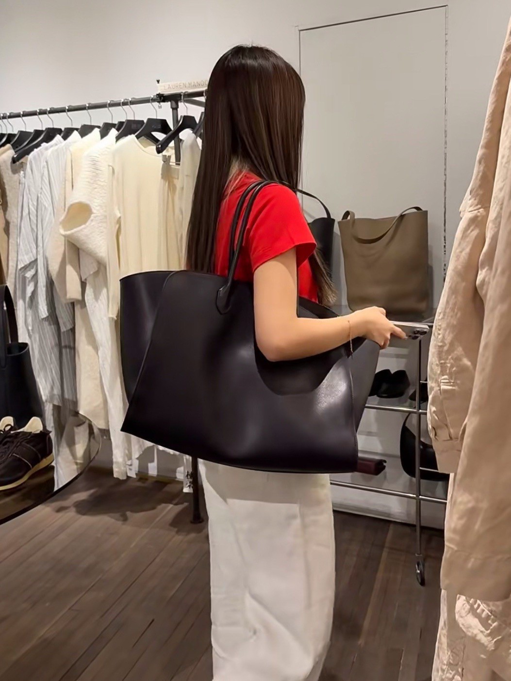 Qadın dəri çanta, böyük tutumlu tote, 2025 payız modeli