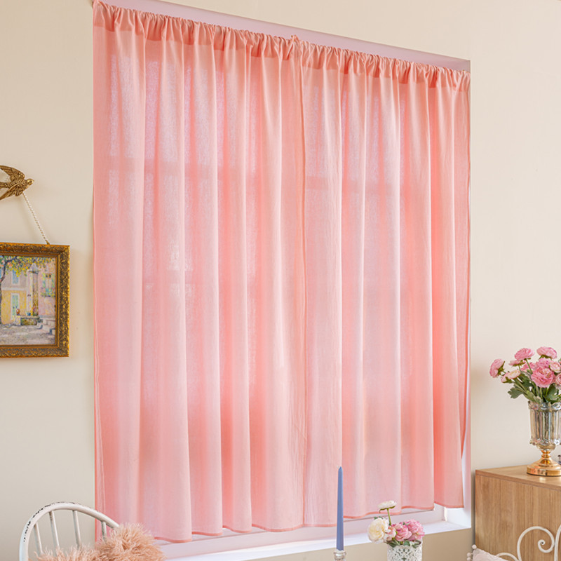 Rideaux semi-occultants Lexuanxiu, rose pur, simples, INS, rideaux flottants anti-perforation pour chambre à coucher_voghion.com