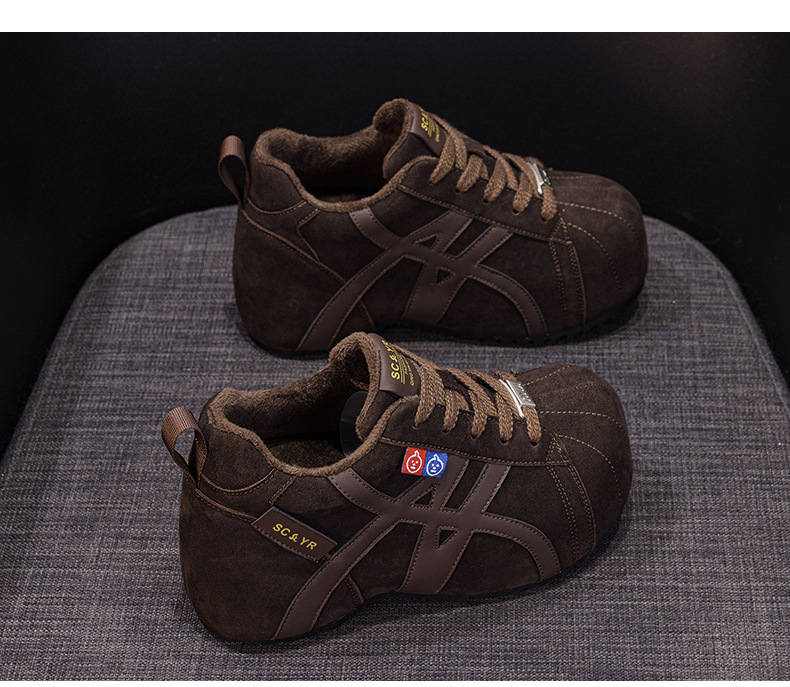Giày sneaker nữ chunky đế dày phong cách Birkenstock mũi to, thời trang retro Mỹ, tăng chiều cao — M2982 li đơn màu vàng, M2982-1 màu nâu cộng với nhung, M2982-1 màu xám nhung, M2982 lớp lót đơn màu xám chi tiết 22
