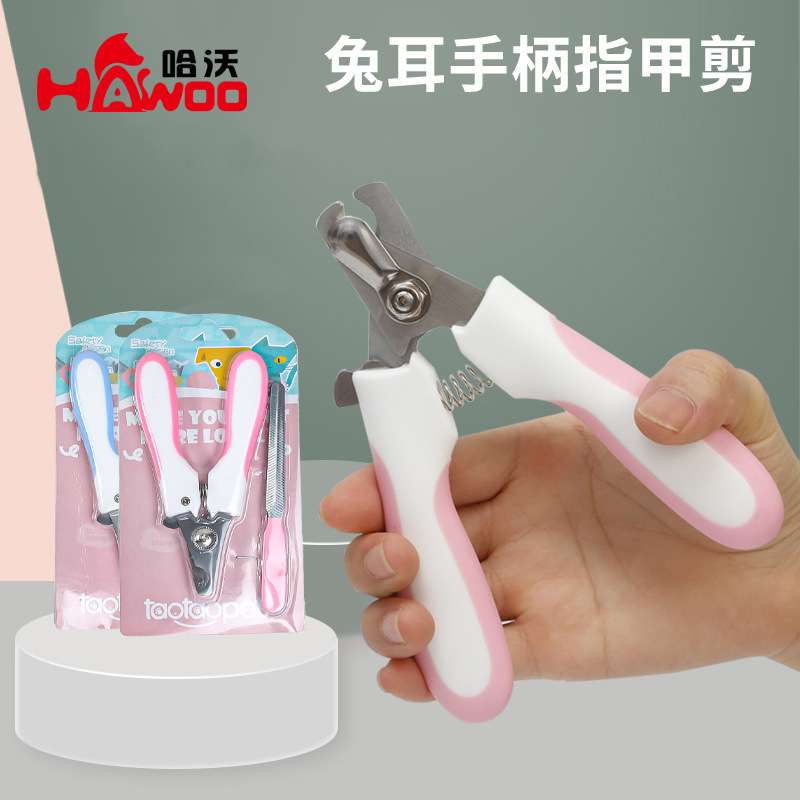 Fábrica al por mayor de cuero Taobao perro y gato especial cortaúñas de cuero Taobao conejo oreja mango cortaúñas con archivo cortaúñas