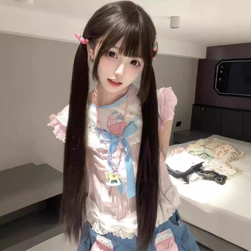 Long 80cm Straight Wig with Full Head Coverage, Fluffy and Natural, Seamless, Age-Reducing, Same Style as Used by Young Women