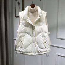韩版无袖羽绒棉马甲女士2025秋冬新款宽松立领盘扣棉衣坎肩潮外套