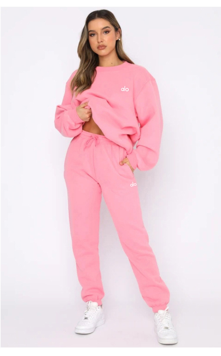 Transfronterizos Europa y Estados Unidos otoño y invierno caliente impresión de cuello redondo chaqueta pantalones de mujer moda casual suéter mujer set image 12