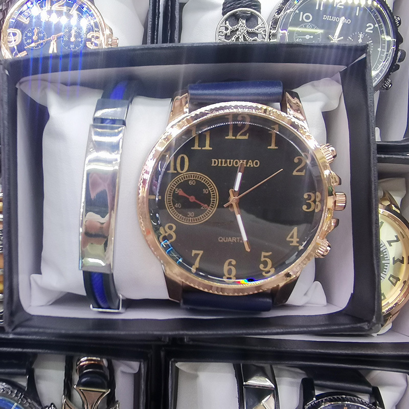 Hot selling fashionable bracelet set, hip-hop punk style watch accessories gift box, 2 sets, men's watches_voghion.com