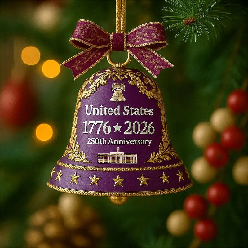 跨境Anniversary Bell Ornament建国250周年纪念钟亚克力圣诞树挂|undefined