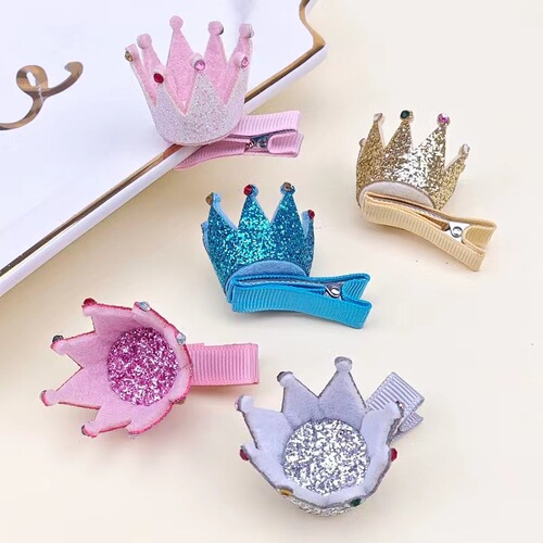 80214 glitter three-dimensional crown hairpin, sweet children's hairpin manufacturer, wholesale girls' hairpin