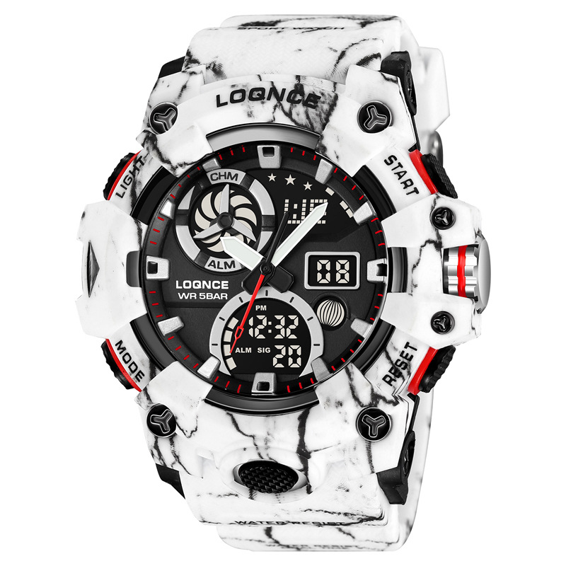 LOQNCE nuevo 98005 moda camuflaje multifuncional nocturna deportivo cronógrafo electrónico impermeable para hombres se puede enviar